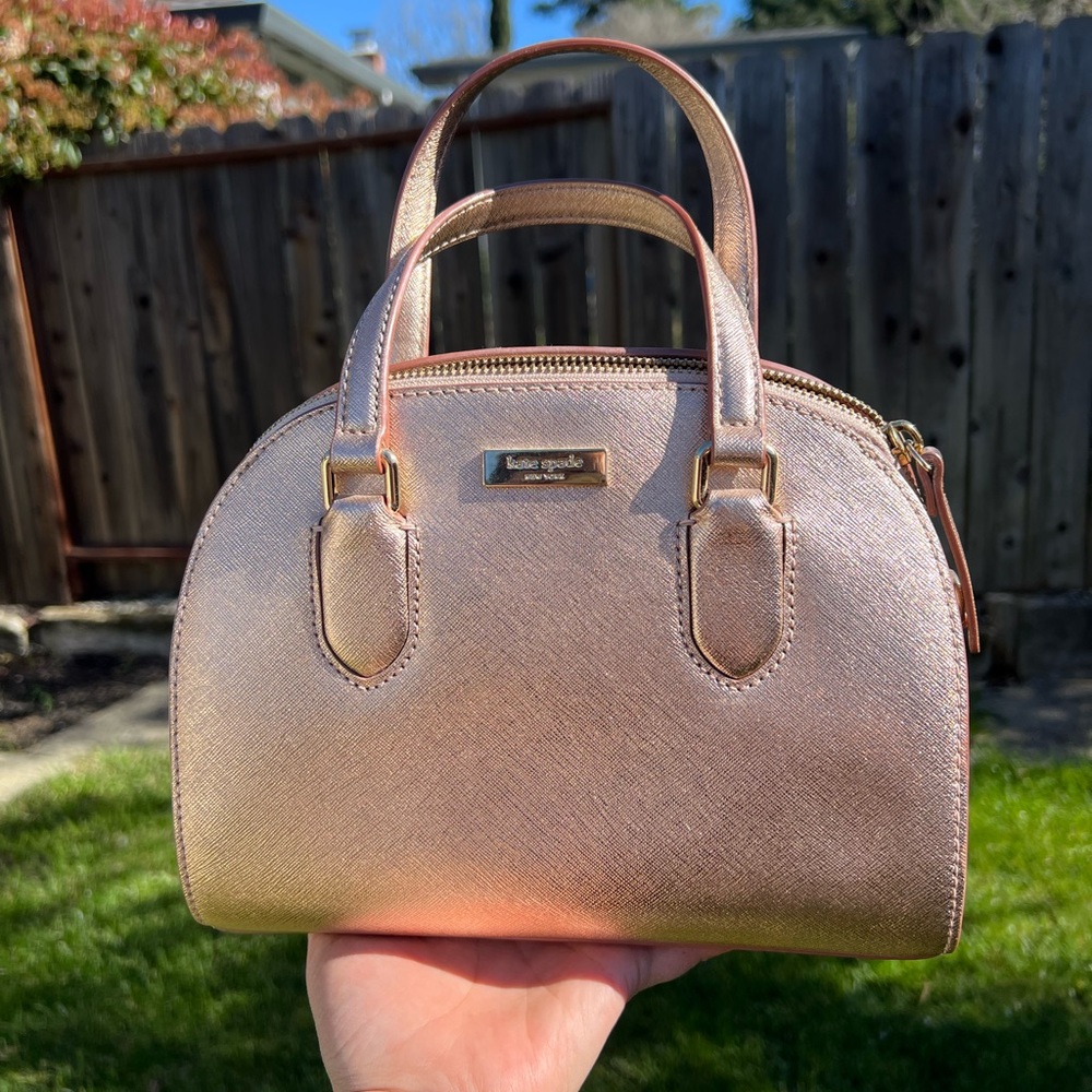 KATE SPADE ROSE GOLD METALLIC SATCHEL